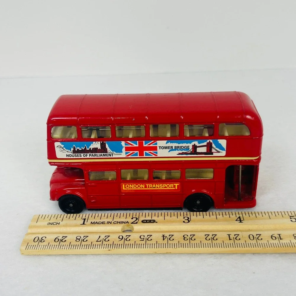 Vintage Red London Double Decker Bus Diecast London Transport Route 12 Souvenir